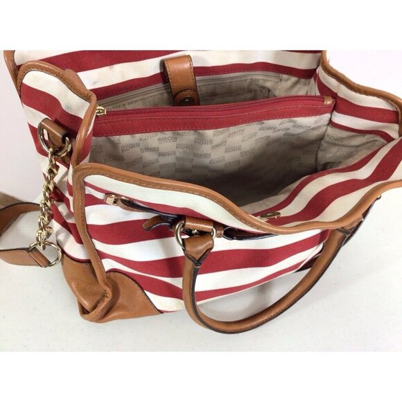 Michael Kors Stripe Red Purse Satchel Bag - Picture 10 of 10